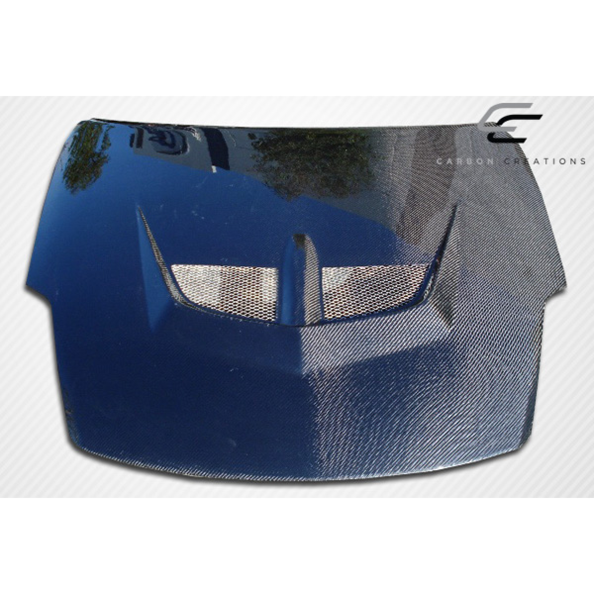 Modify your Nissan 350Z 2003 with our Exterior/Hoods - Top down angle view of the carbon fiber hood