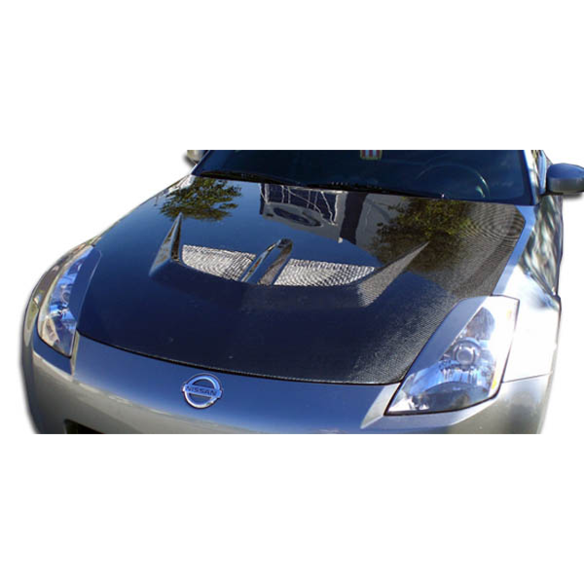 Modify your Nissan 350Z 2003 with our Exterior/Hoods - Top down view of the carbon fiber hood