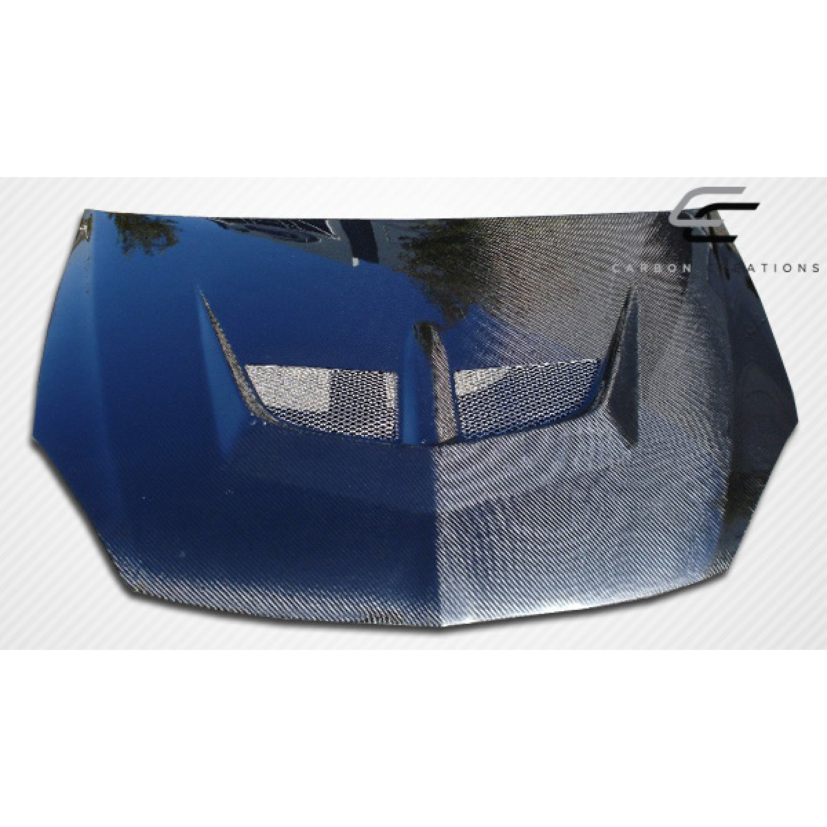 Modify your Mitsubishi Lancer 2004 with our Exterior/Hoods - Image shows car hood at a slight angle from above