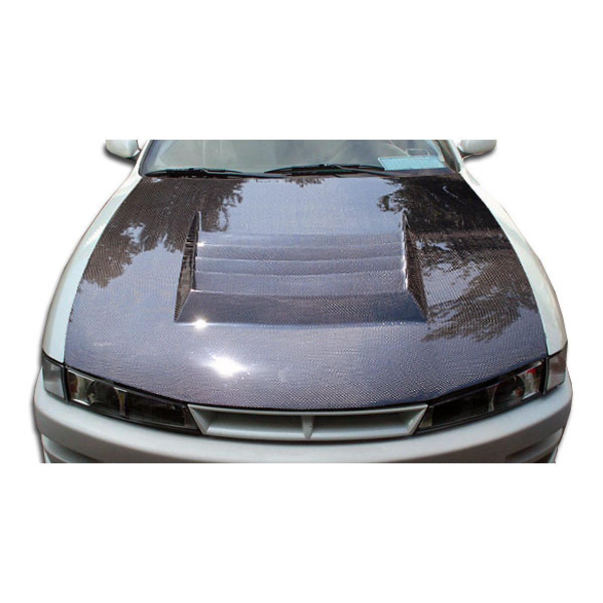 Modify your Nissan 240SX 1997 with our Exterior/Hoods - Viewed from the front angle of the vehicle