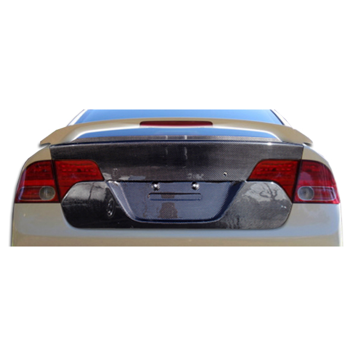 Modify your Honda Civic 2006 with our Exterior/Trunks - Rear view straight on of Honda Civic trunk lip spoiler