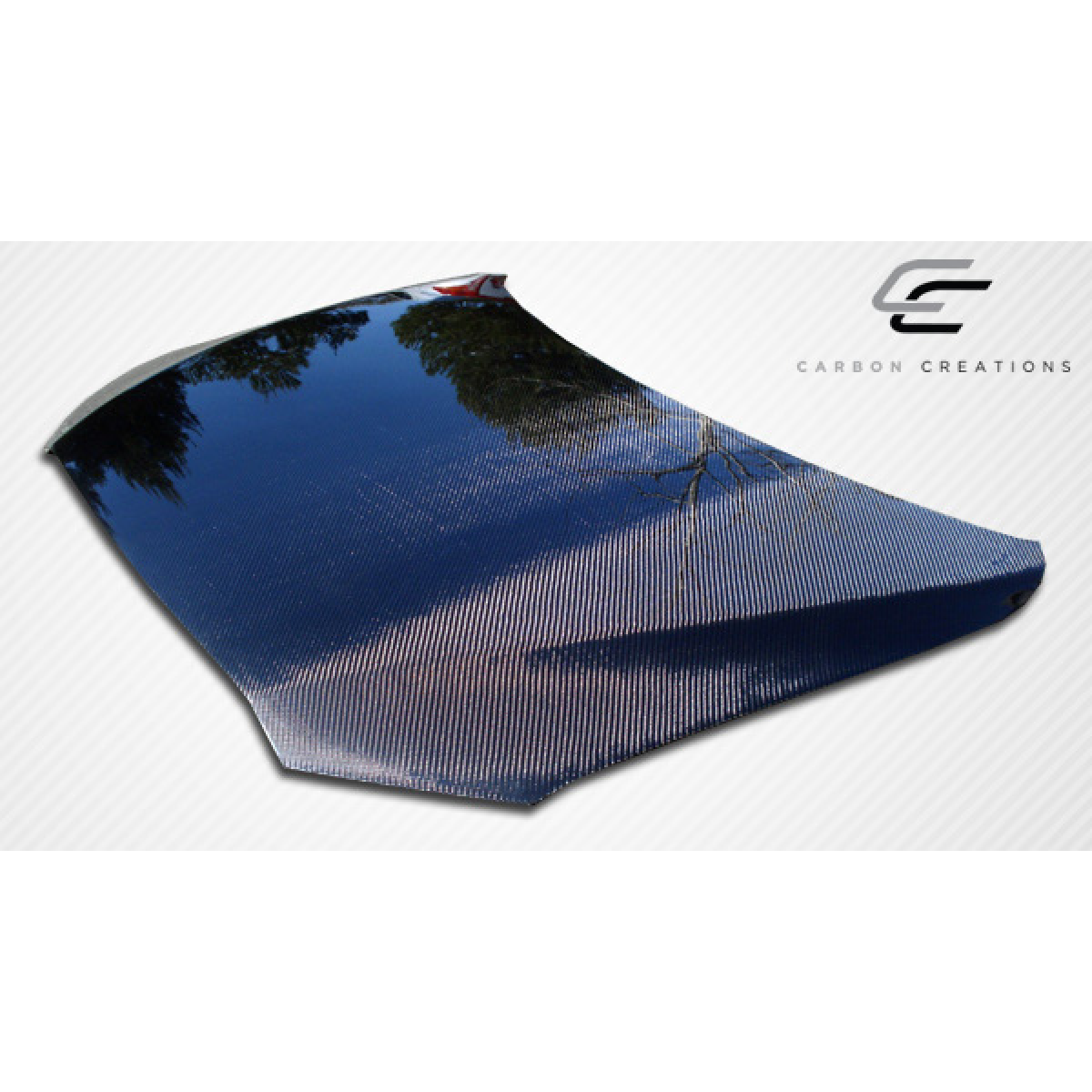 Modify your Mitsubishi Evolution 2008 with our Exterior/Hoods - Angled view of carbon fiber hood component