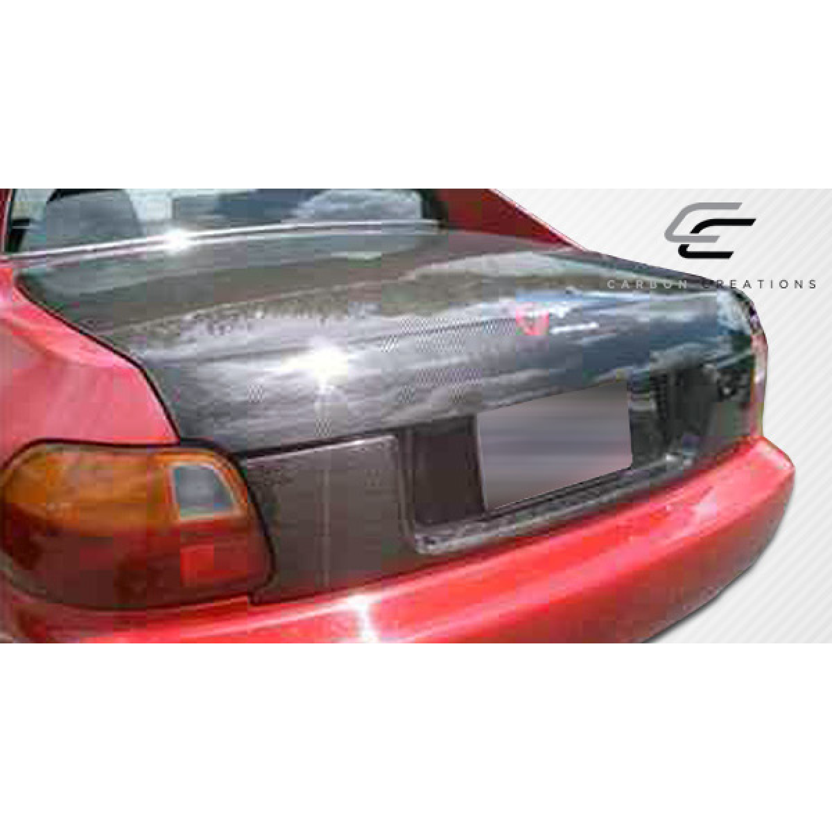 Modify your Honda Civic del Sol 1993 with our Exterior/Trunks - Back angle view of carbon fiber trunk lid