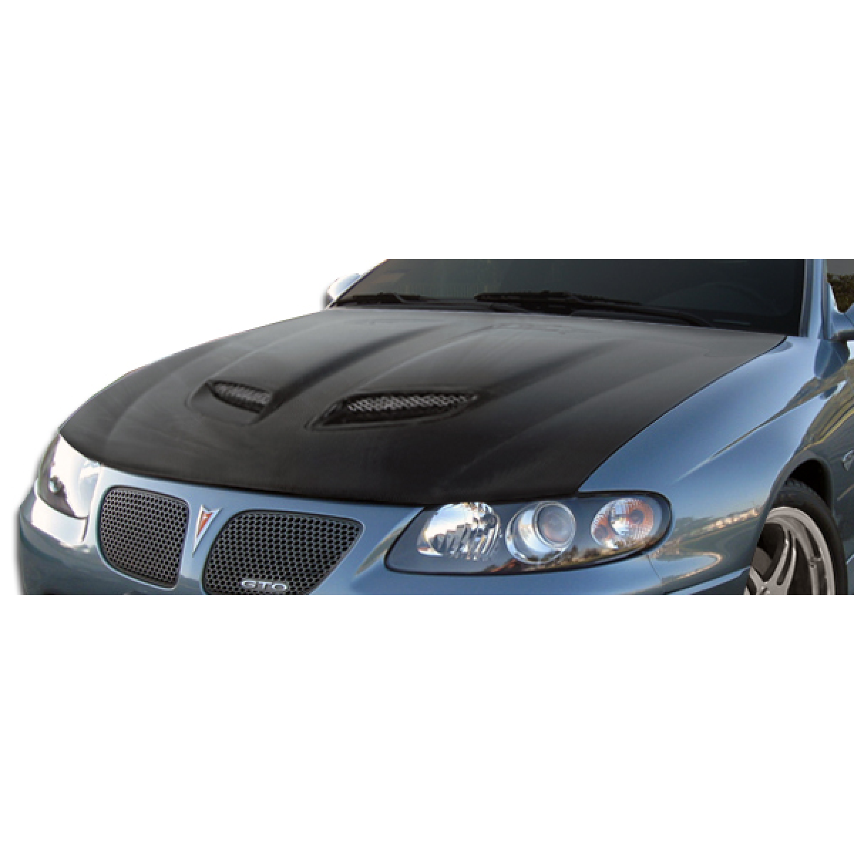 Modify your Pontiac GTO 2004 with our Exterior/Hoods - Viewed from a slightly elevated frontal angle