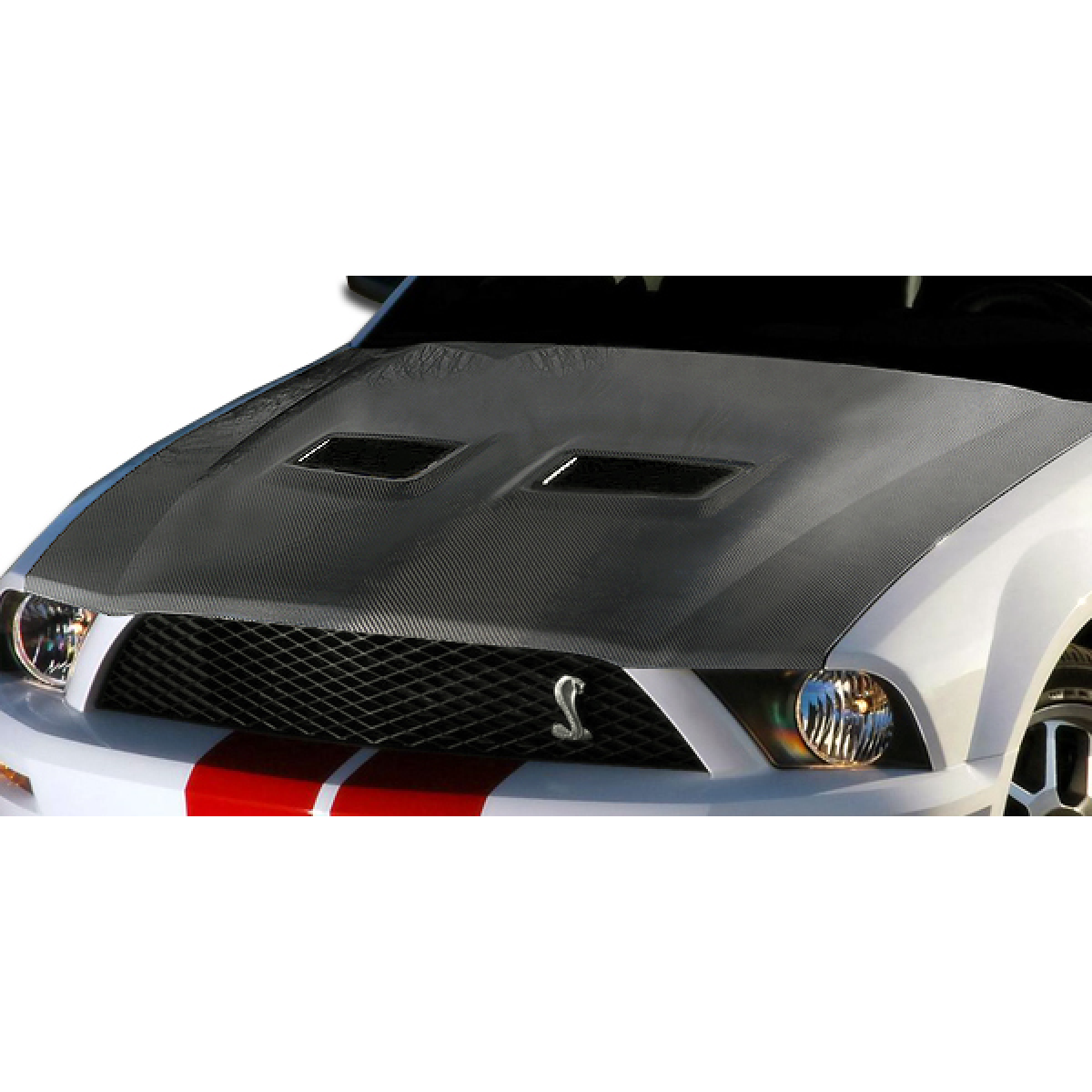 Modify your Ford Mustang 2005 with our Exterior/Hoods - Angled from the front showing the hood