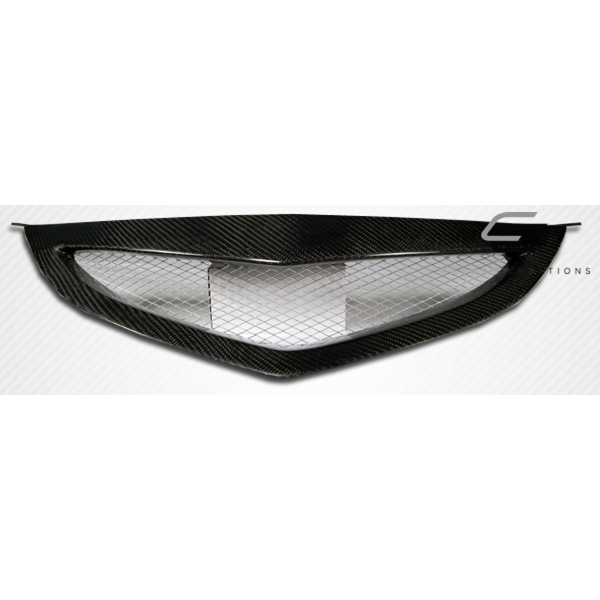 Modify your Mazda 3 2004 with our Exterior/Grilles - Front view of carbon fiber grille at a straight angle