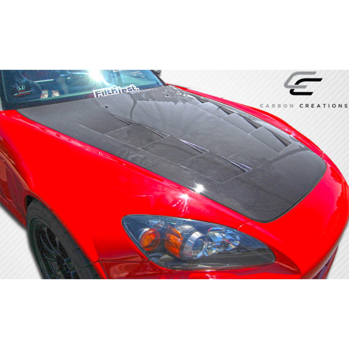 Modify your Honda S2000 2000 with our Exterior/Hoods - Angled view of the carbon fiber hood