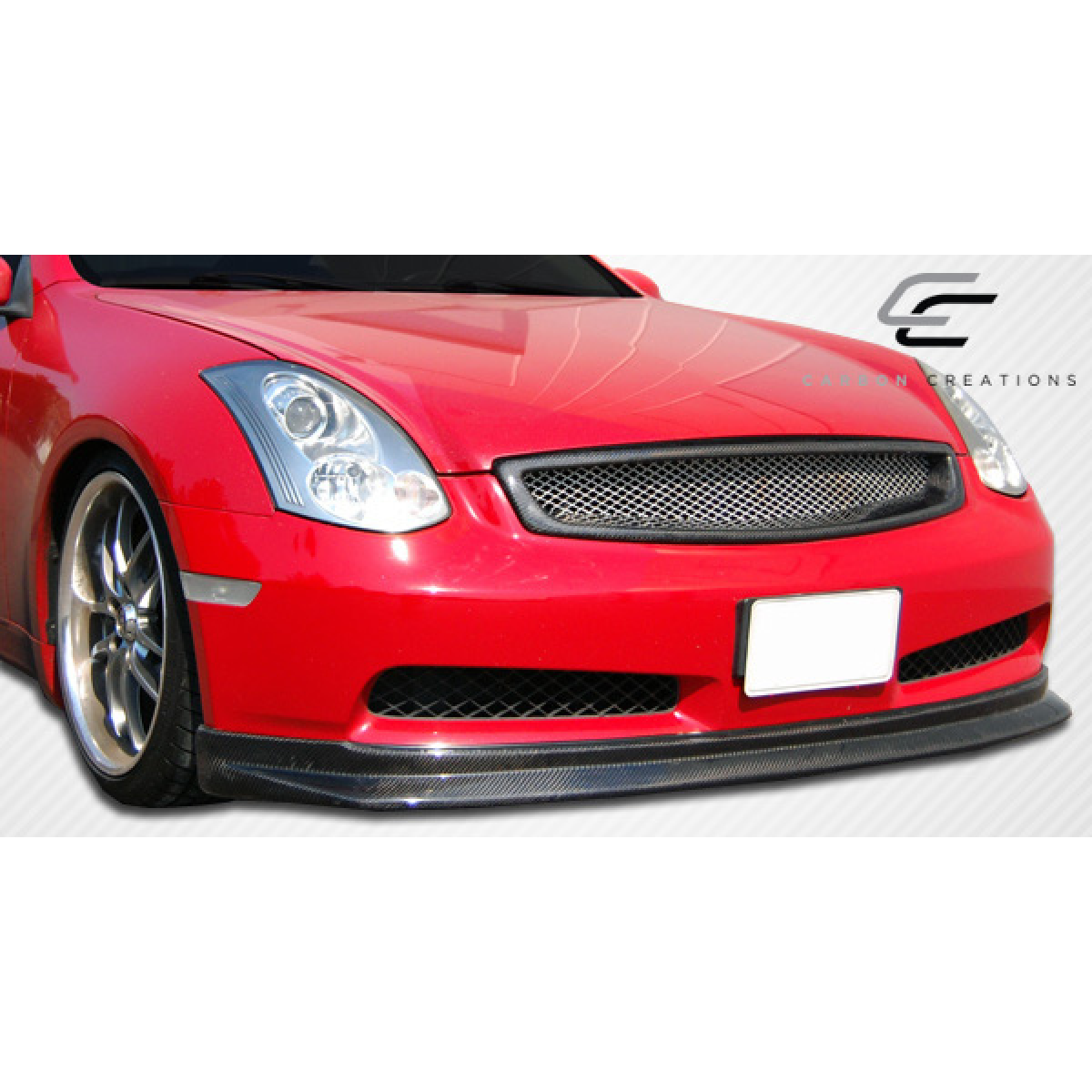 Modify your Infiniti G35 2003 with our Exterior/Grilles - Front view of vehicle showing grille angle