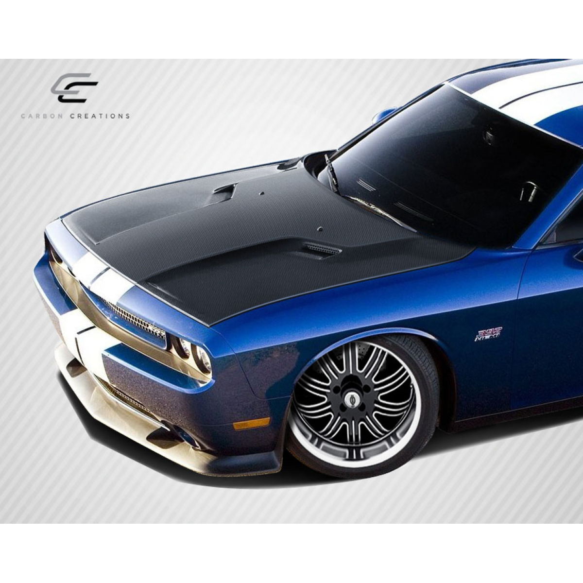 Modify your Dodge Challenger 2008 with our Exterior/Hoods - Side profile angle showing the hood design