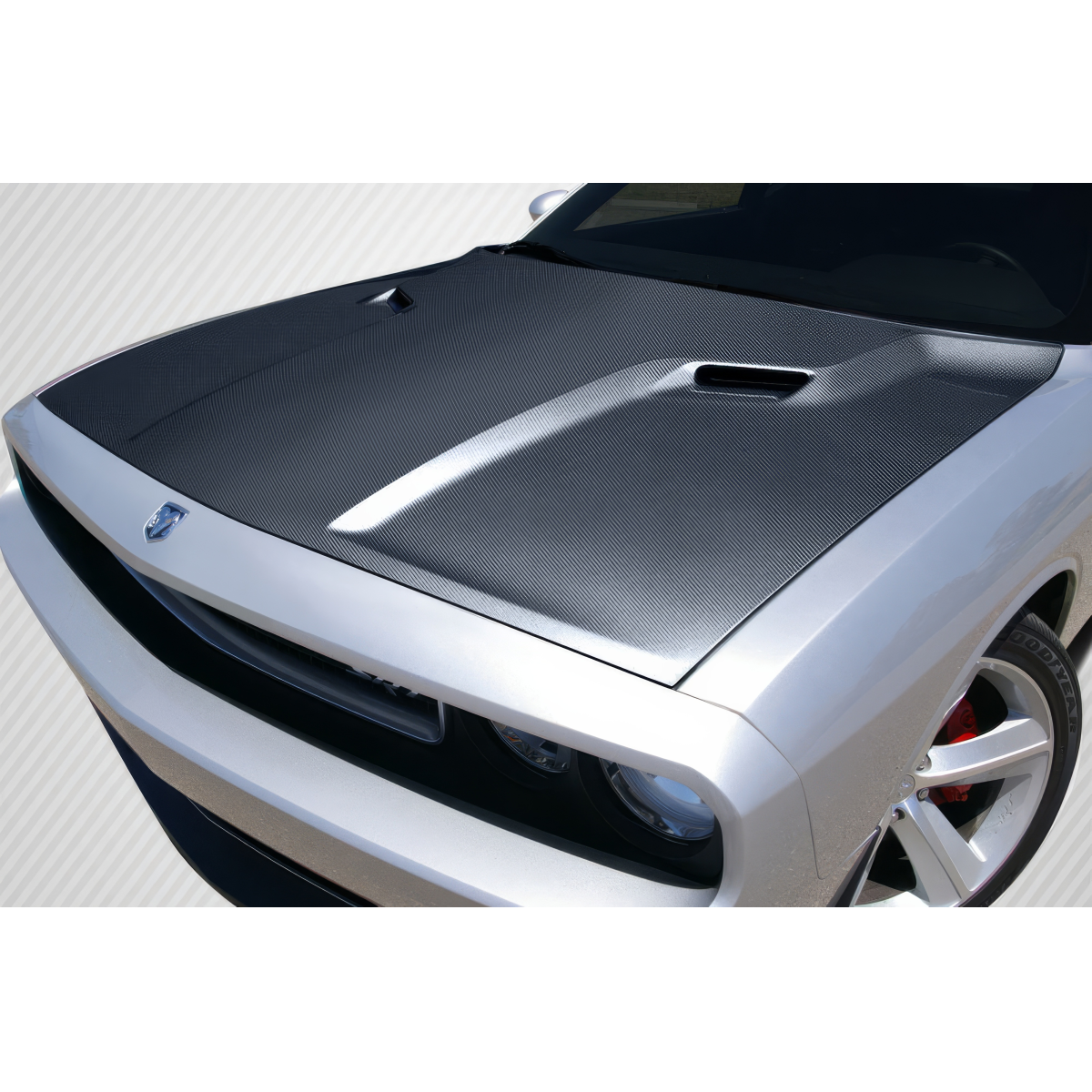 Modify your Dodge Challenger 2008 with our Exterior/Hoods - Viewed from front at low angle