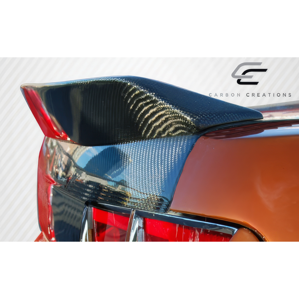 Modify your Chevrolet Camaro 2010 with our Exterior/Wings - Angle shows top view of carbon fiber wing spoiler