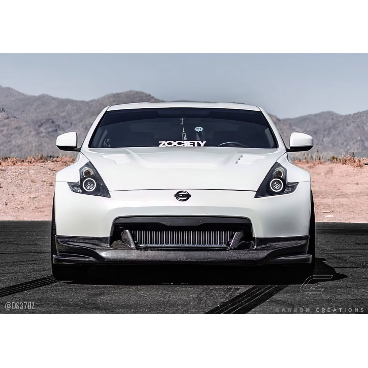 Modify your Nissan 370Z 2009 with our Exterior/Front Bumpers or Lips - Front view of car at eye level angle