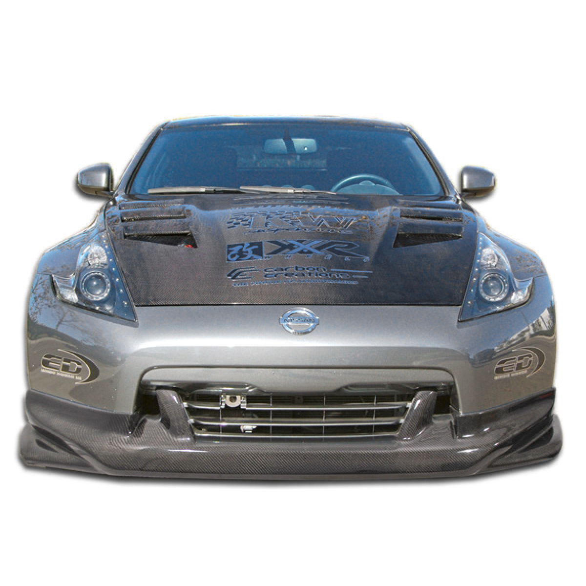 Modify your Nissan 370Z 2009 with our Exterior/Front Bumpers or Lips - Front view of the vehicle parts showing angle view