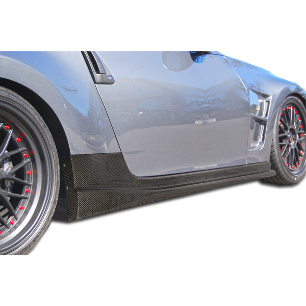 Modify your Nissan 370Z 2009 with our Exterior/Side Skirts - Side view showing Carbon Creations side skirts