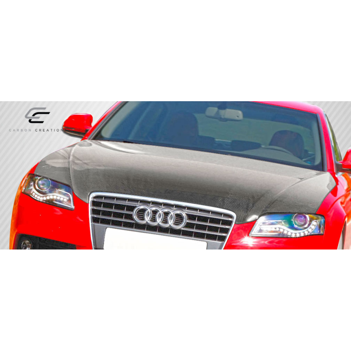 Modify your Audi A4 2006 with our Exterior/Hoods - Front view of the car at a slight angle