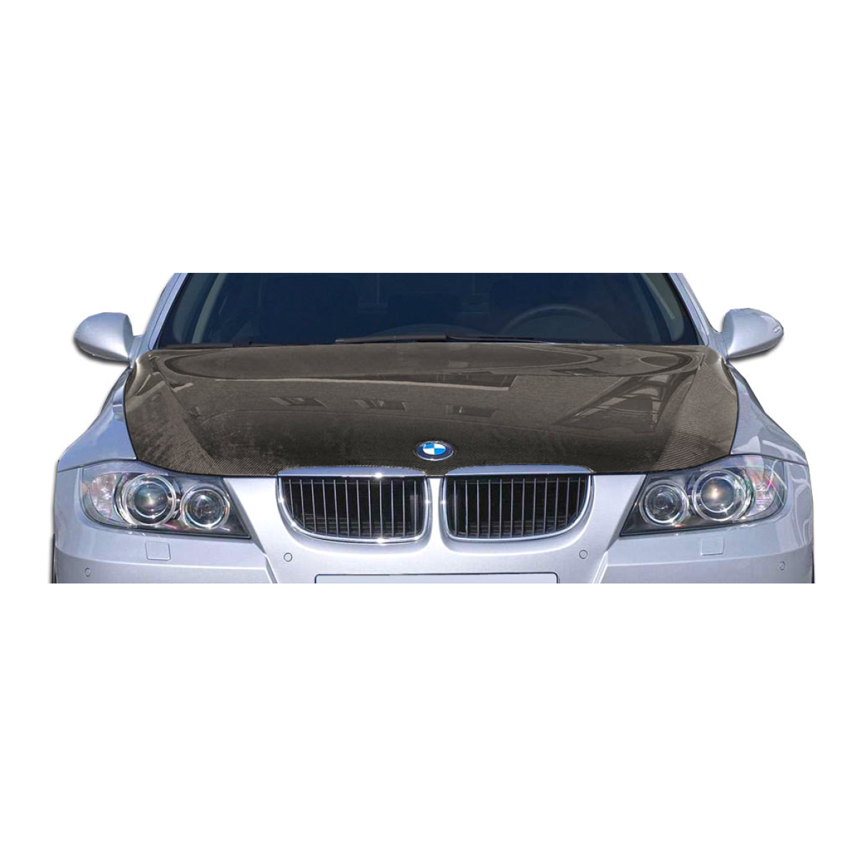 Modify your BMW 3-Series 2006 with our Exterior/Hoods - Front view of vehicle hood at a slight angle