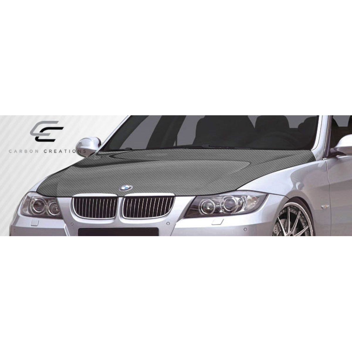 Modify your BMW 3-Series 2006 with our Exterior/Hoods - Front view slightly above hood angle