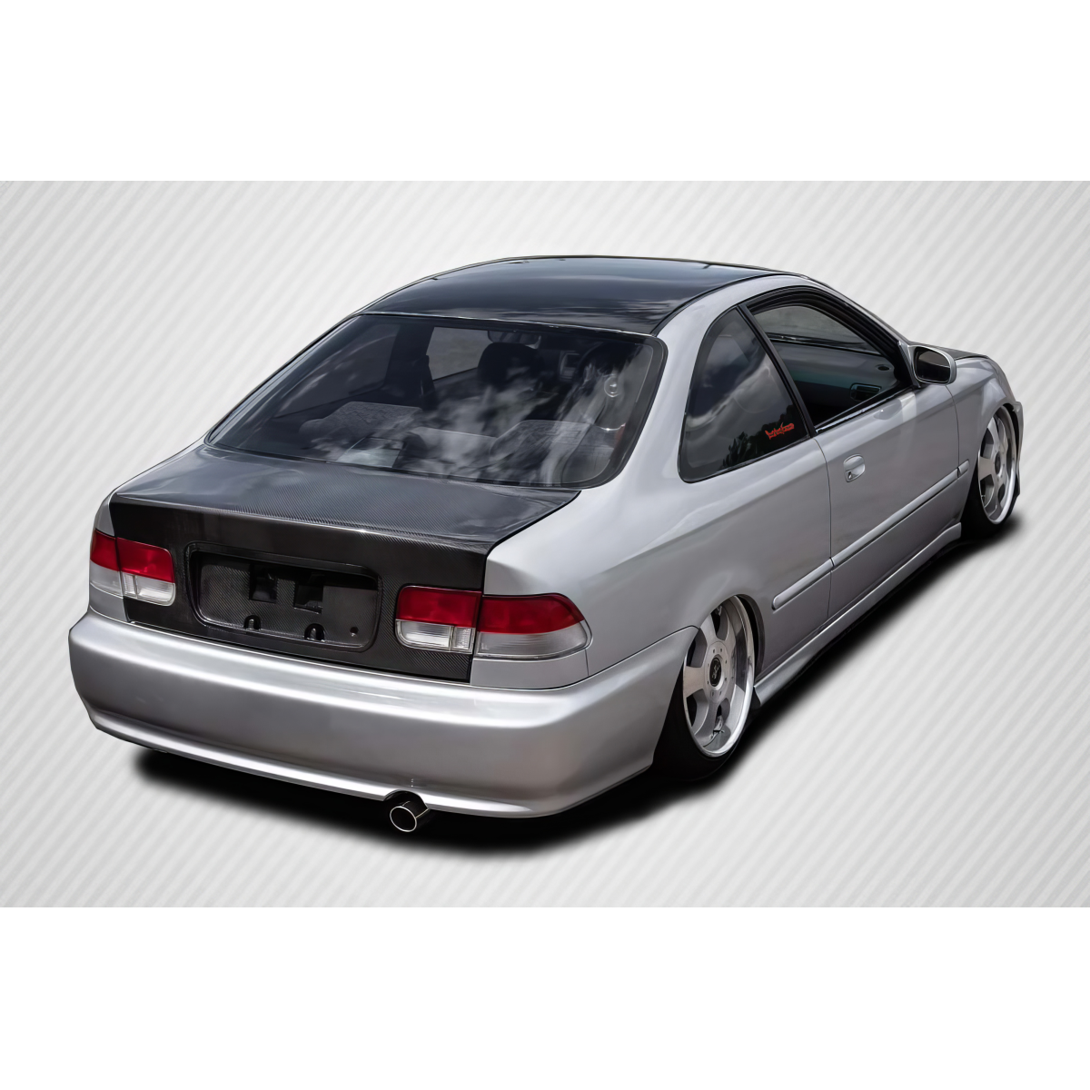 Modify your Honda Civic 1996 with our Exterior/Trunks - Rear angle view of the vehicle showing trunk design