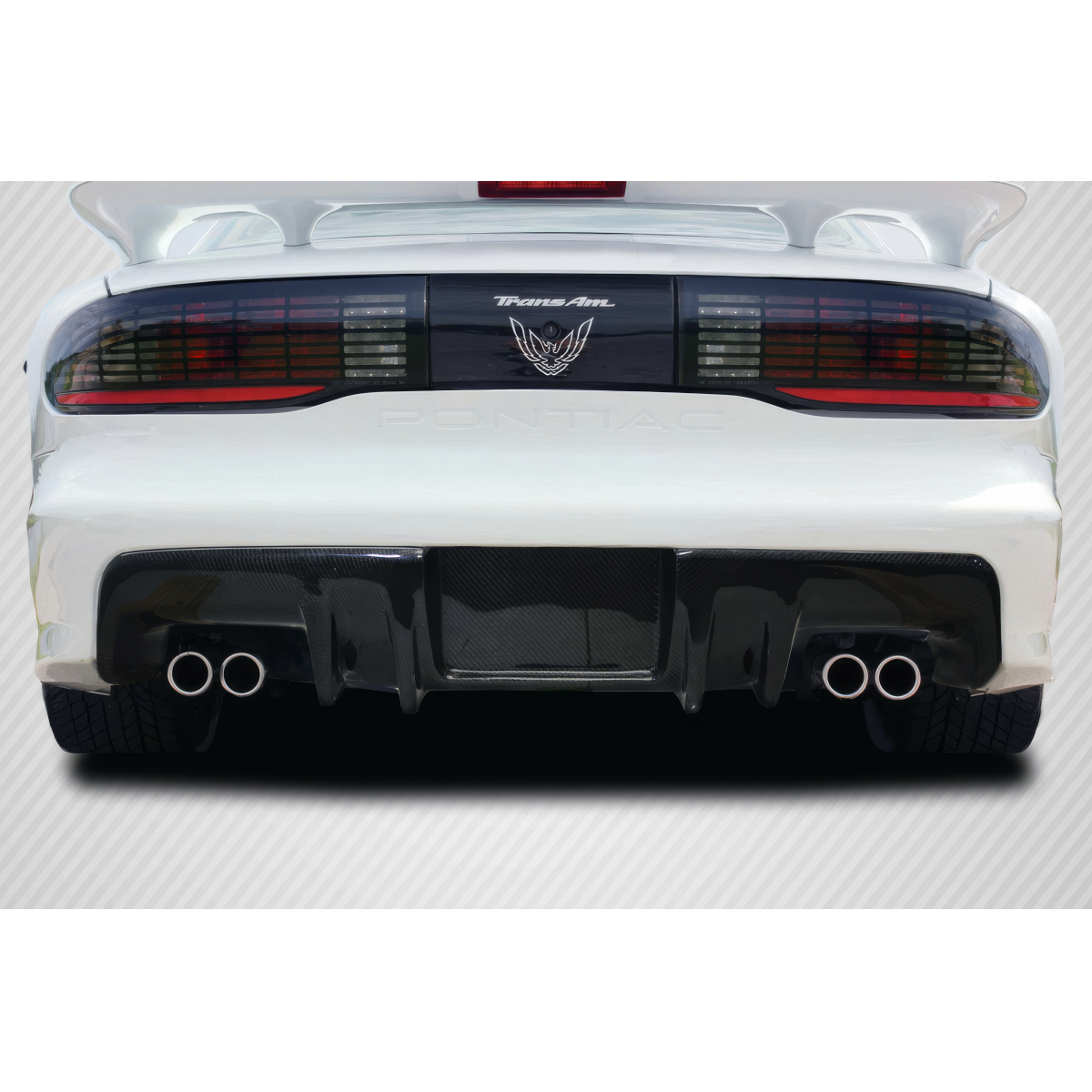 Modify your Pontiac Firebird 1993 with our Exterior/Diffusers - Rear view angle of car showing diffuser details