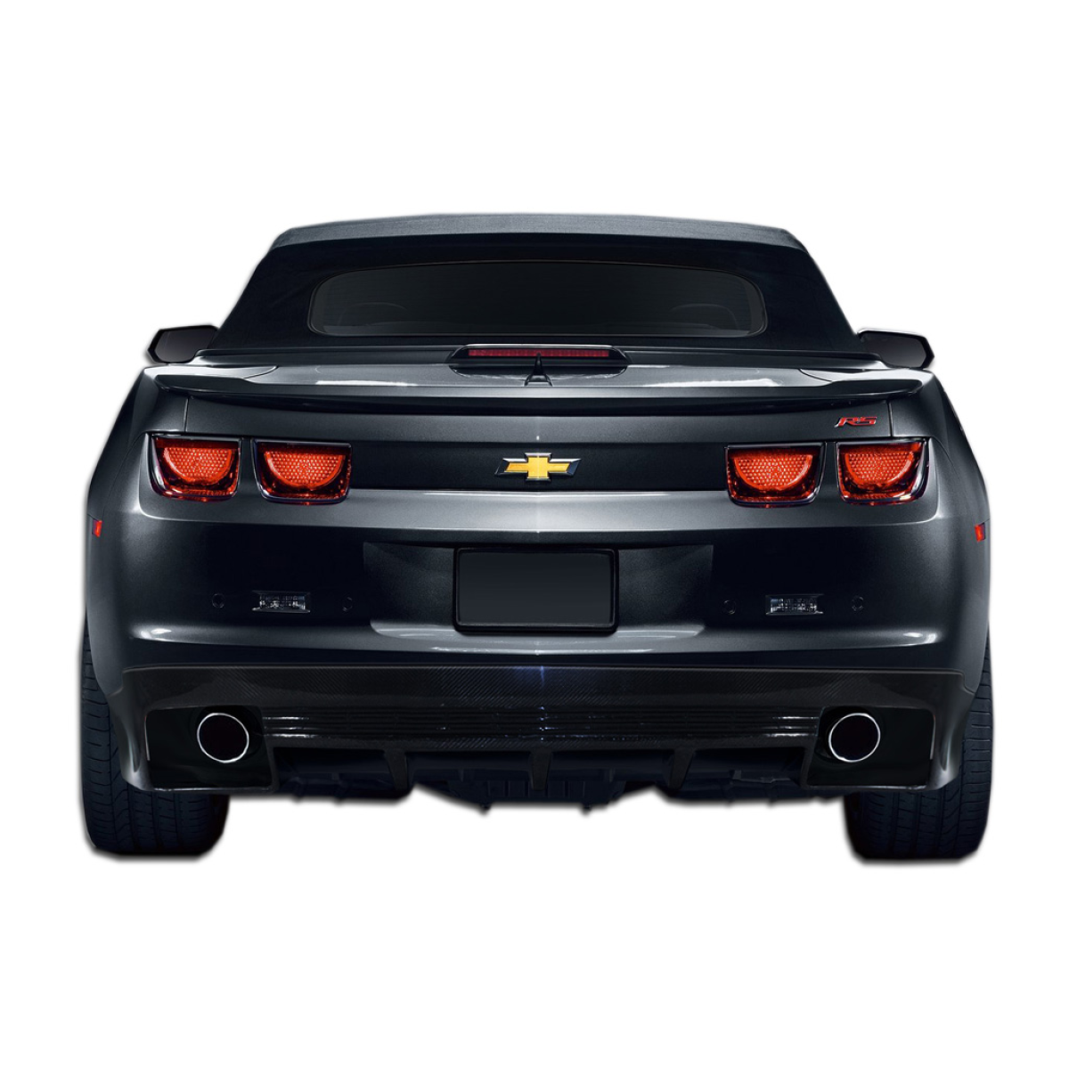 Modify your Chevrolet Camaro 2010 with our Exterior/Rear Bumpers or Lips - Rear view angle showing bumper and exhaust tips