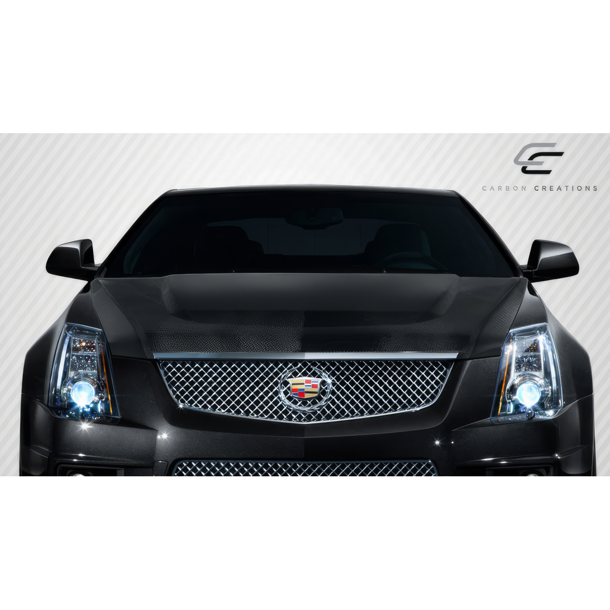 Modify your Cadillac CTS 2009 with our Exterior/Hoods - Front view of Cadillac CTS with carbon fiber hood