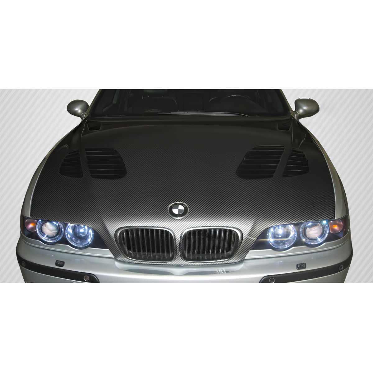 Modify your BMW 5-Series 1997 with our Exterior/Hoods - Front view of carbon fiber hood on BMW 5 Series