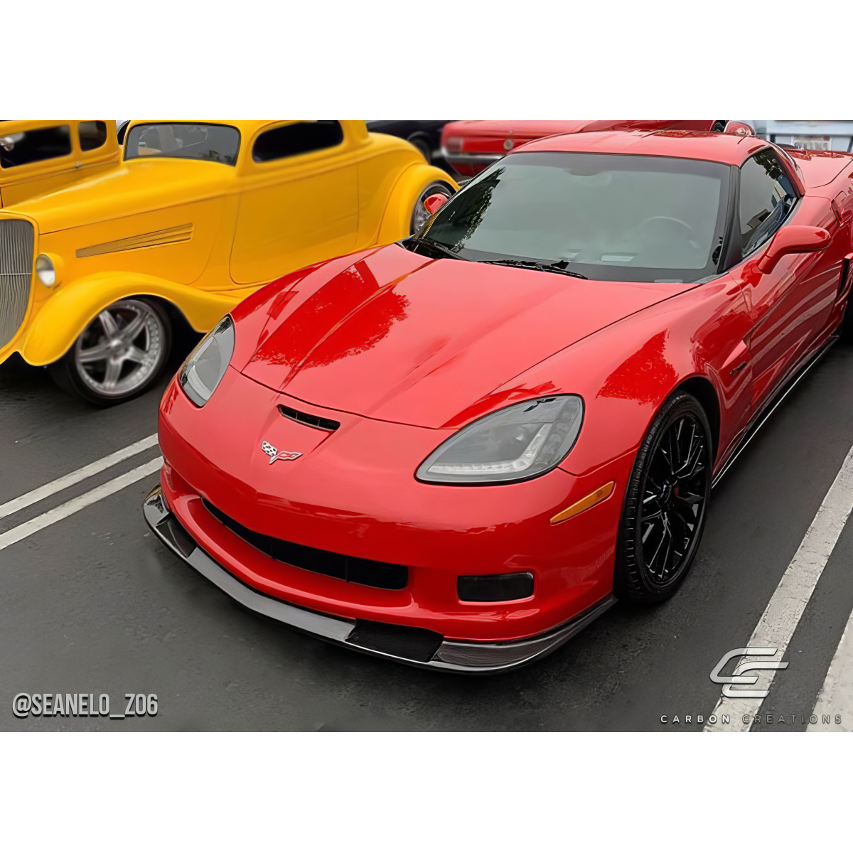 Modify your Chevrolet Corvette 2005 with our Exterior/Front Bumpers or Lips - Front angle showing the bumper and lip design