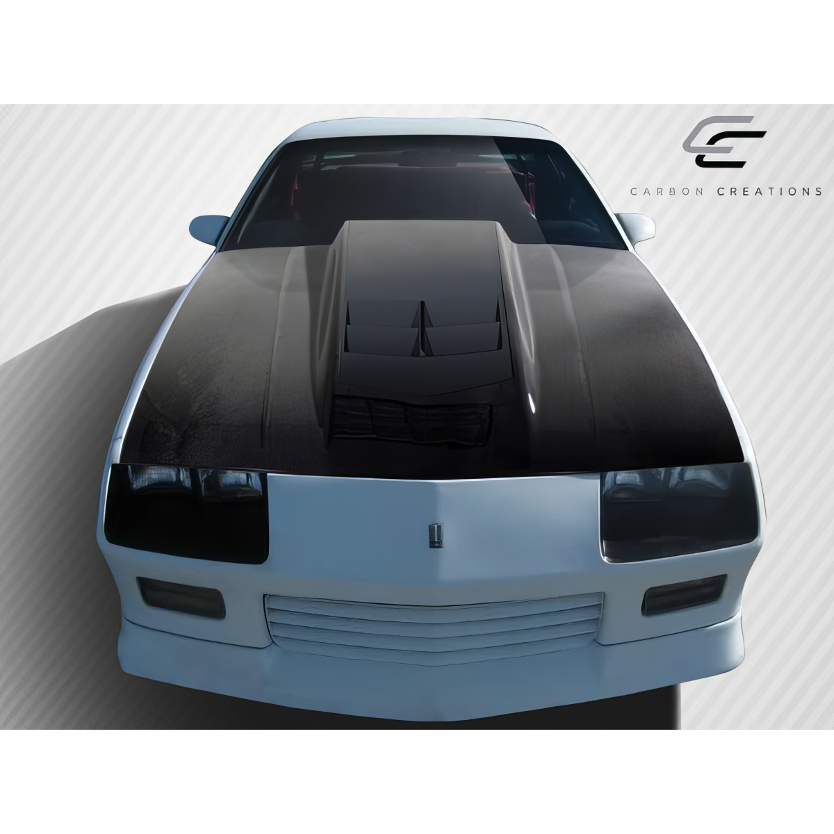 Modify your Chevrolet Camaro 1982 with our Exterior/Hoods - Front view of the aftermarket hood design