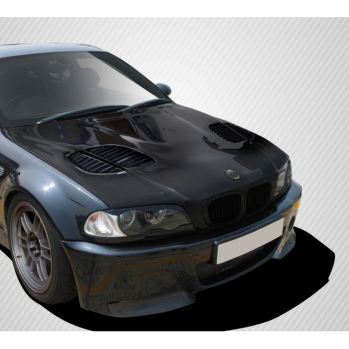 Modify your BMW 3-Series 2000 with our Exterior/Hoods - Front angle view of the carbon fiber hood