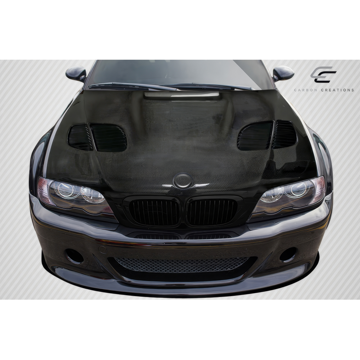 Modify your BMW 3-Series 2000 with our Exterior/Hoods - Top view of the hood at a straight angle