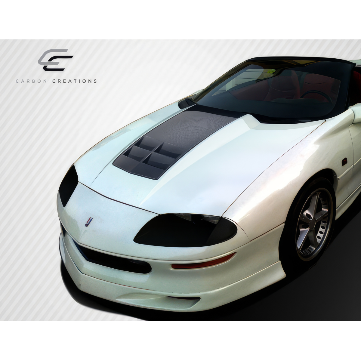 Modify your Chevrolet Camaro 1993 with our Exterior/Hoods - Front three quarter angle view of the hood