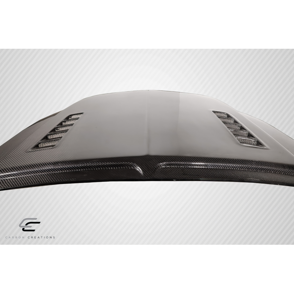 Modify your Ford Mustang 2013 with our Exterior/Hoods - Top view angle of the carbon fiber hood