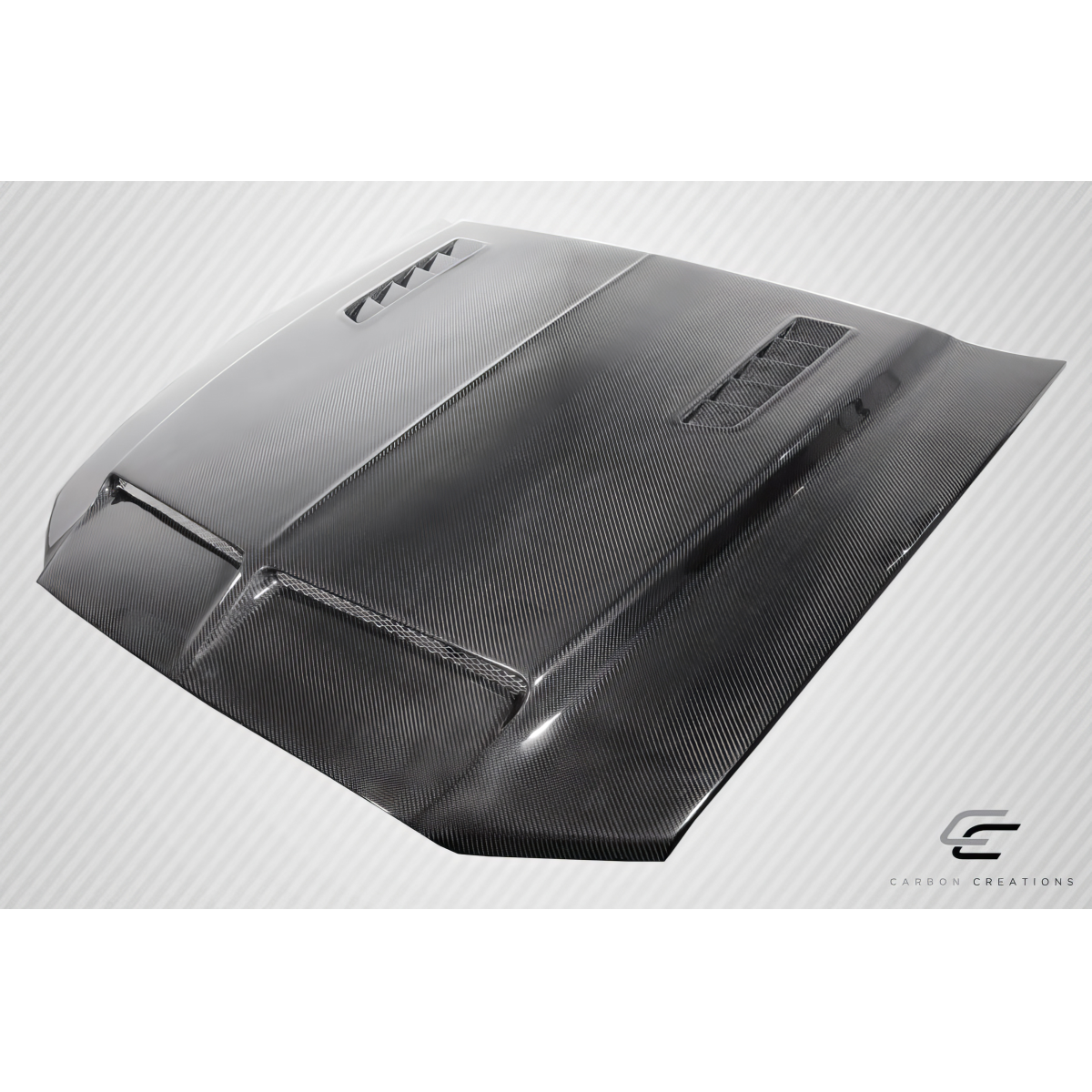 Modify your Ford Mustang 2013 with our Exterior/Hoods - Viewed from a slight overhead angle