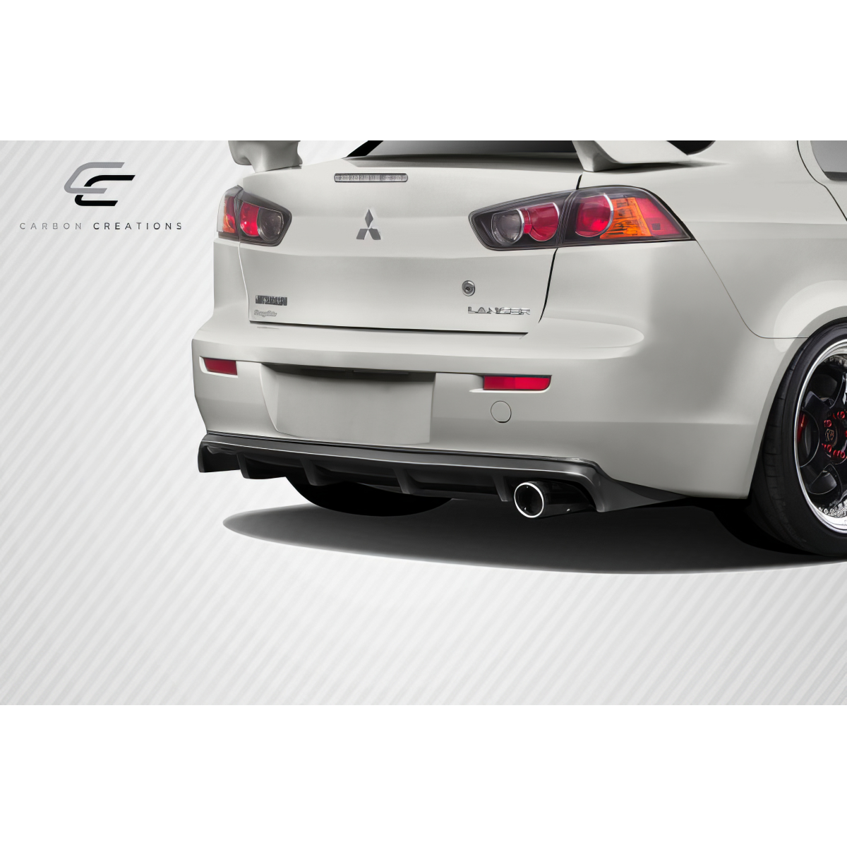 Modify your Mitsubishi Lancer 2008 with our Exterior/Diffusers - Rear view at a slight angle from below