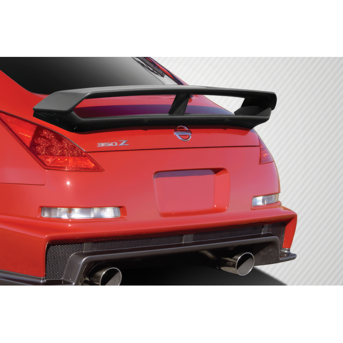 Modify your Nissan 350Z 2003 with our Exterior/Wings - Rear angle view of the car trunk wing