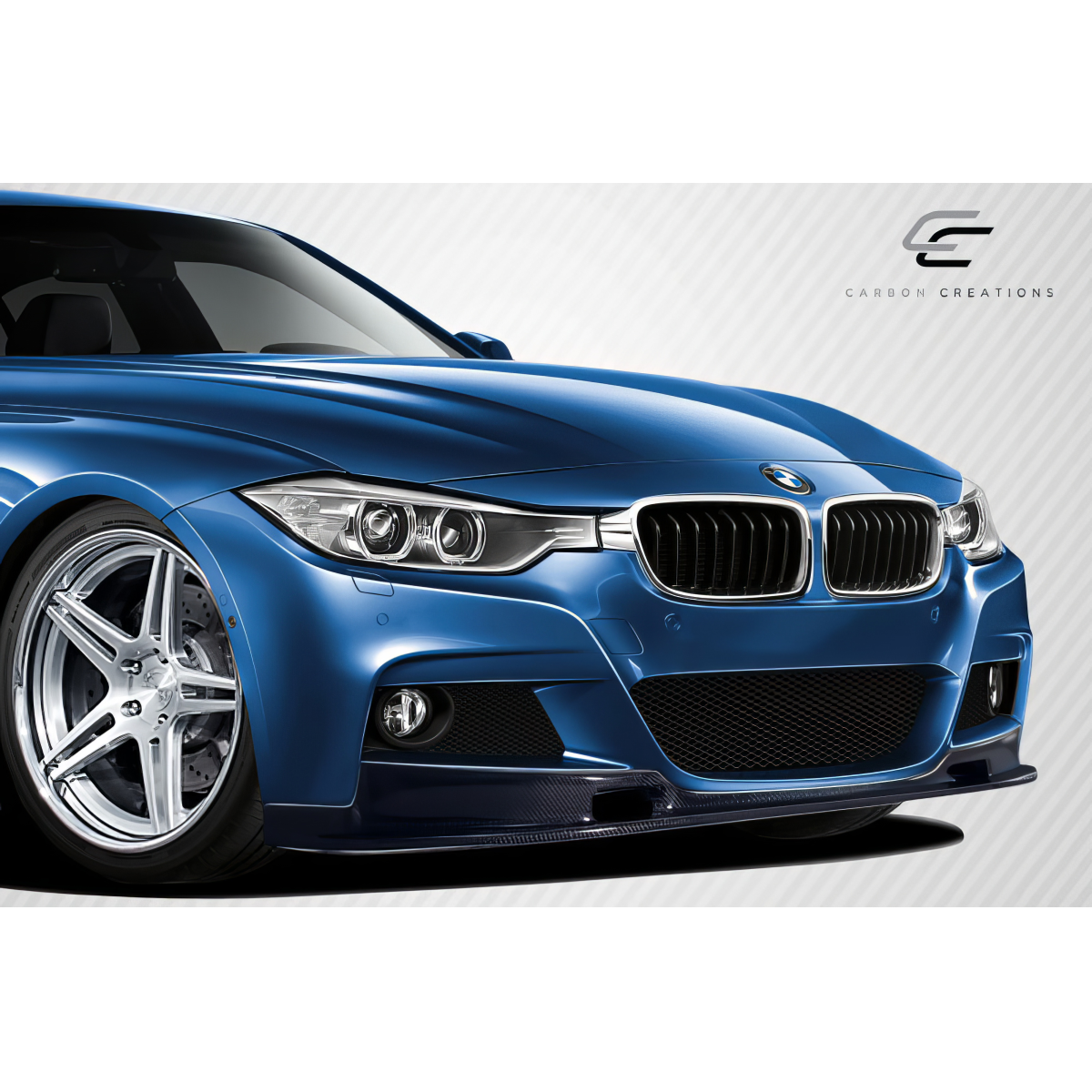 Modify your BMW 3-Series 2012 with our Exterior/Front Bumpers or Lips - Front angled view of BMW 3 Series F30 vehicle