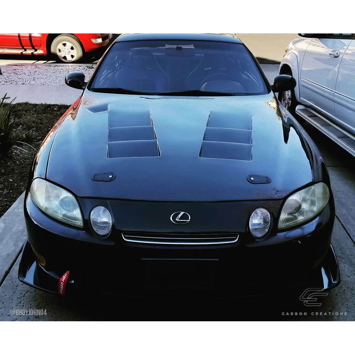 Modify your Lexus SC300 1992 with our Exterior/Hoods - Front view of a Lexus SC300 hood