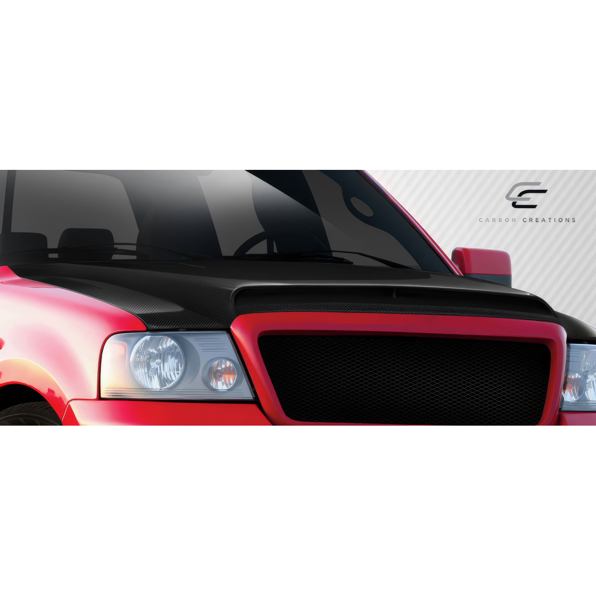 Modify your Ford F-150 2004 with our Exterior/Hoods - Front angle showcasing the hood and headlights
