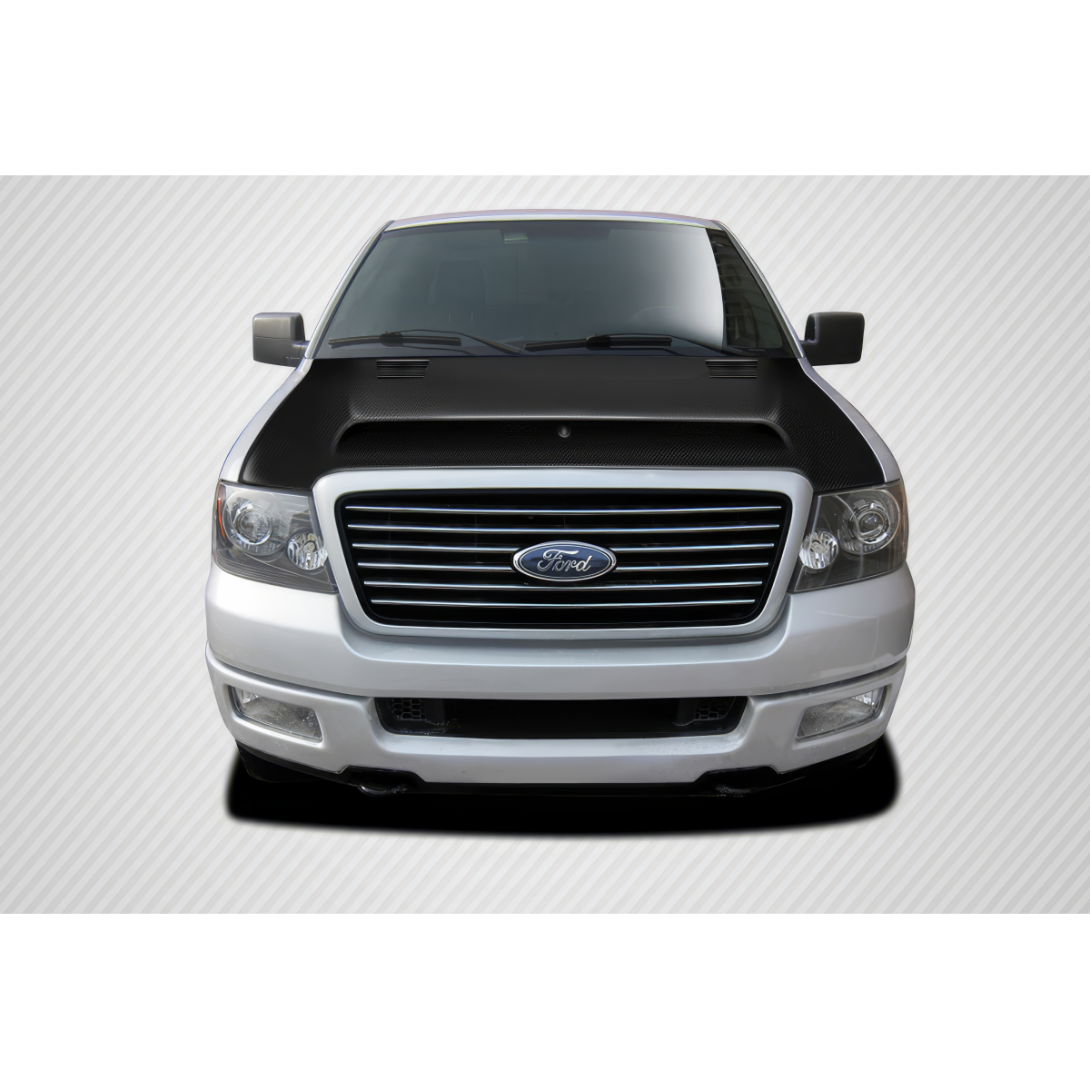 Modify your Ford F-150 2004 with our Exterior/Hoods - Front view of carbon fiber hood on Ford F150