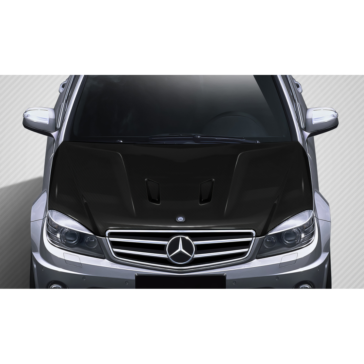 Modify your Mercedes-Benz C300 2008 with our Exterior/Hoods - Top down view of carbon fiber hood