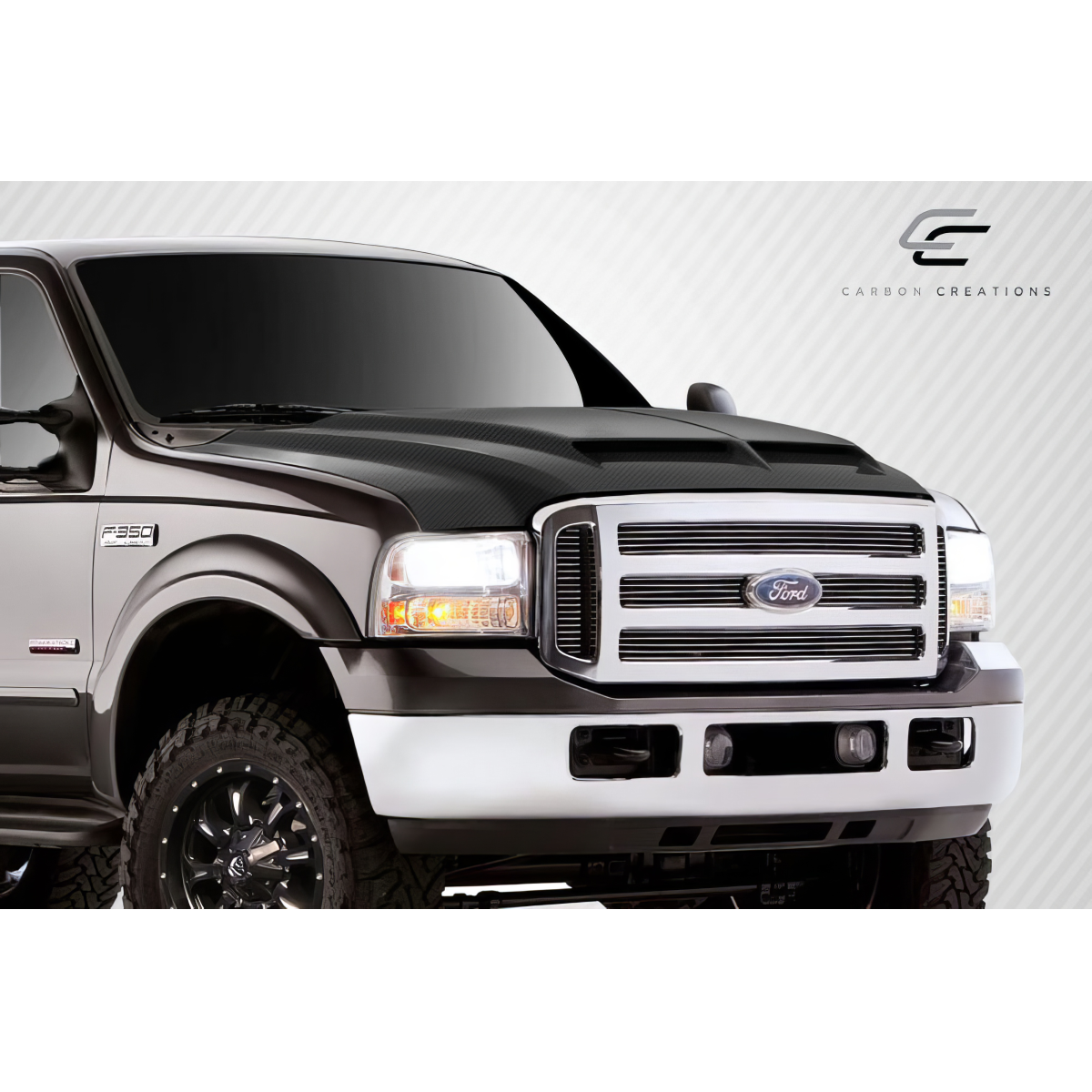 Modify your Ford F-250 Super Duty 1999 with our Exterior/Hoods - Front view at a slight angle showcasing the hood