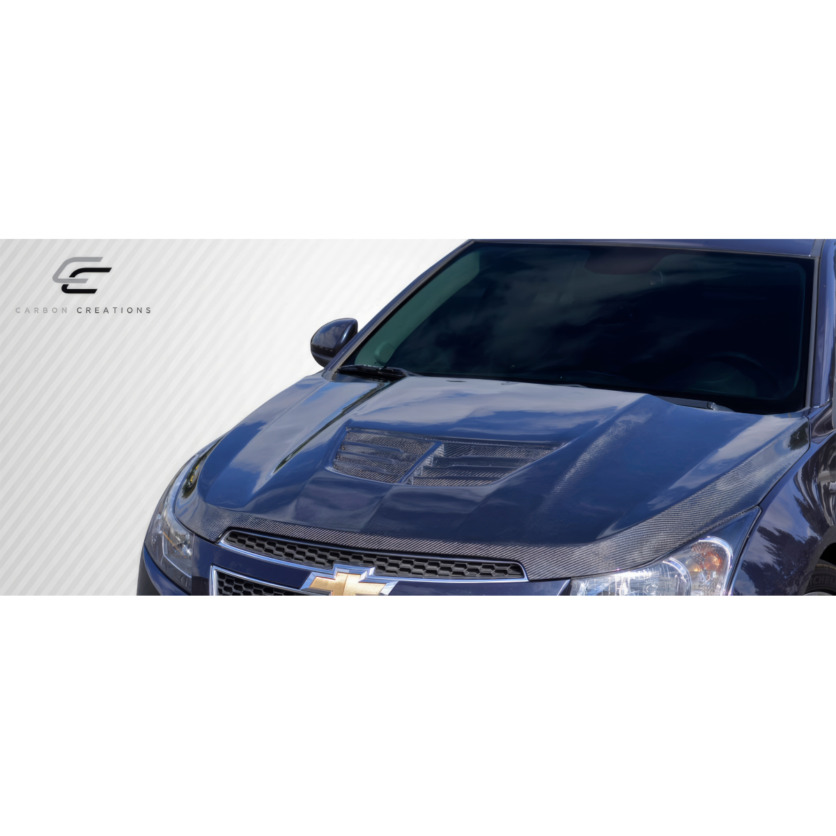 Modify your Chevrolet Cruze 2011 with our Exterior/Hoods - Front three quarter angle view of vehicle hood