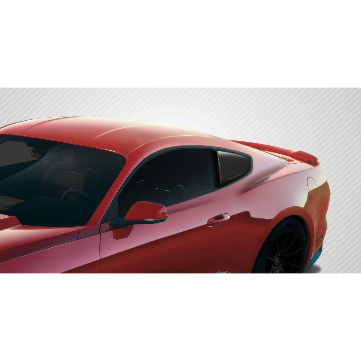 Modify your Ford Mustang 2015 with our Exterior/Scoops - Angled view of the Mustang showing window scoop