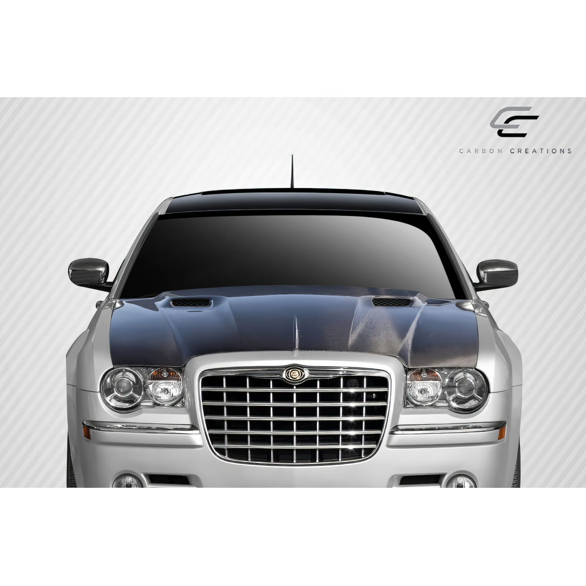 Modify your Chrysler 300 2005 with our Exterior/Hoods - Front view of hood at a slight downward angle