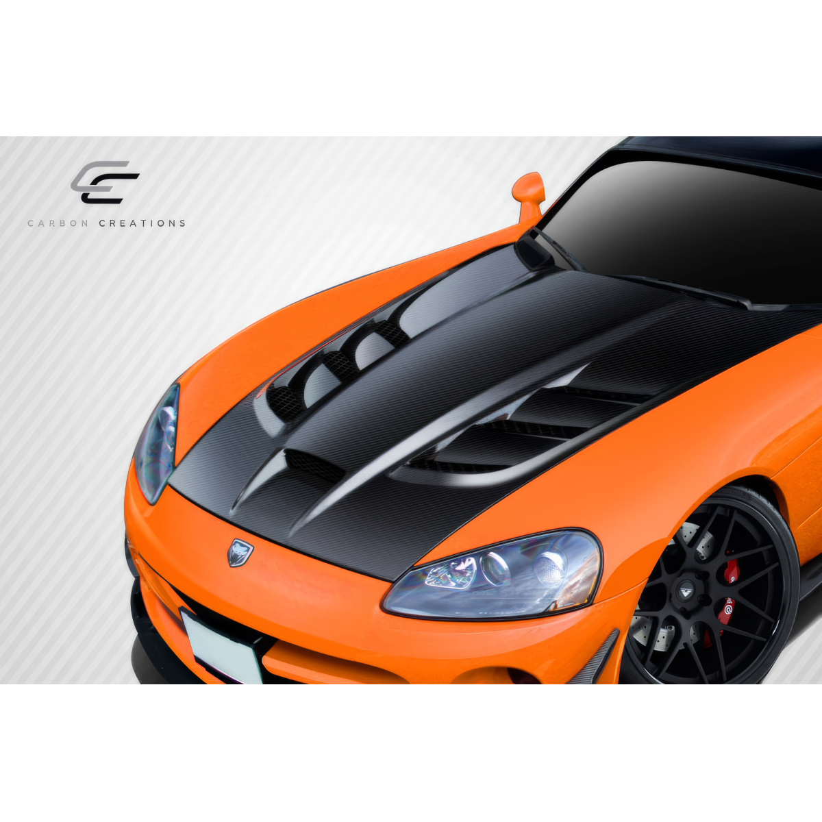 Modify your Dodge Viper 2003 with our Exterior/Hoods - Top down view of the hood at a slight angle