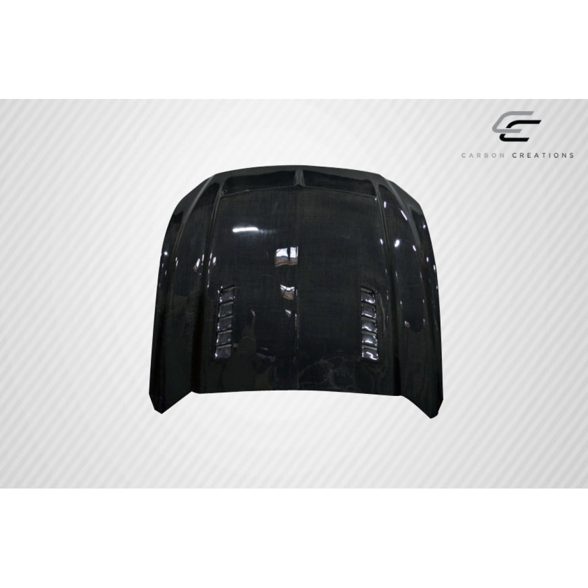 Modify your Ford Mustang 2015 with our Exterior/Hoods - Front view of carbon fiber hood