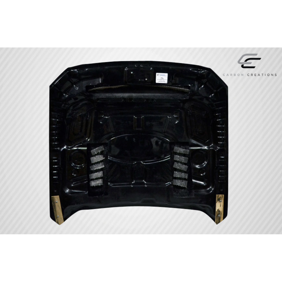 Modify your Ford Mustang 2015 with our Exterior/Hoods - Top down view of car hood part at flat angle