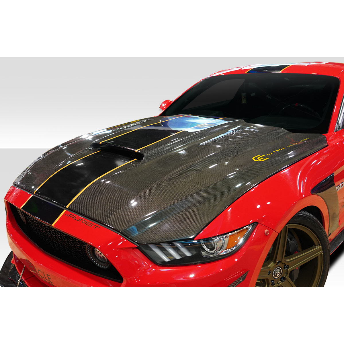 Modify your Ford Mustang 2015 with our Exterior/Hoods - Angled view of hood from upper left side