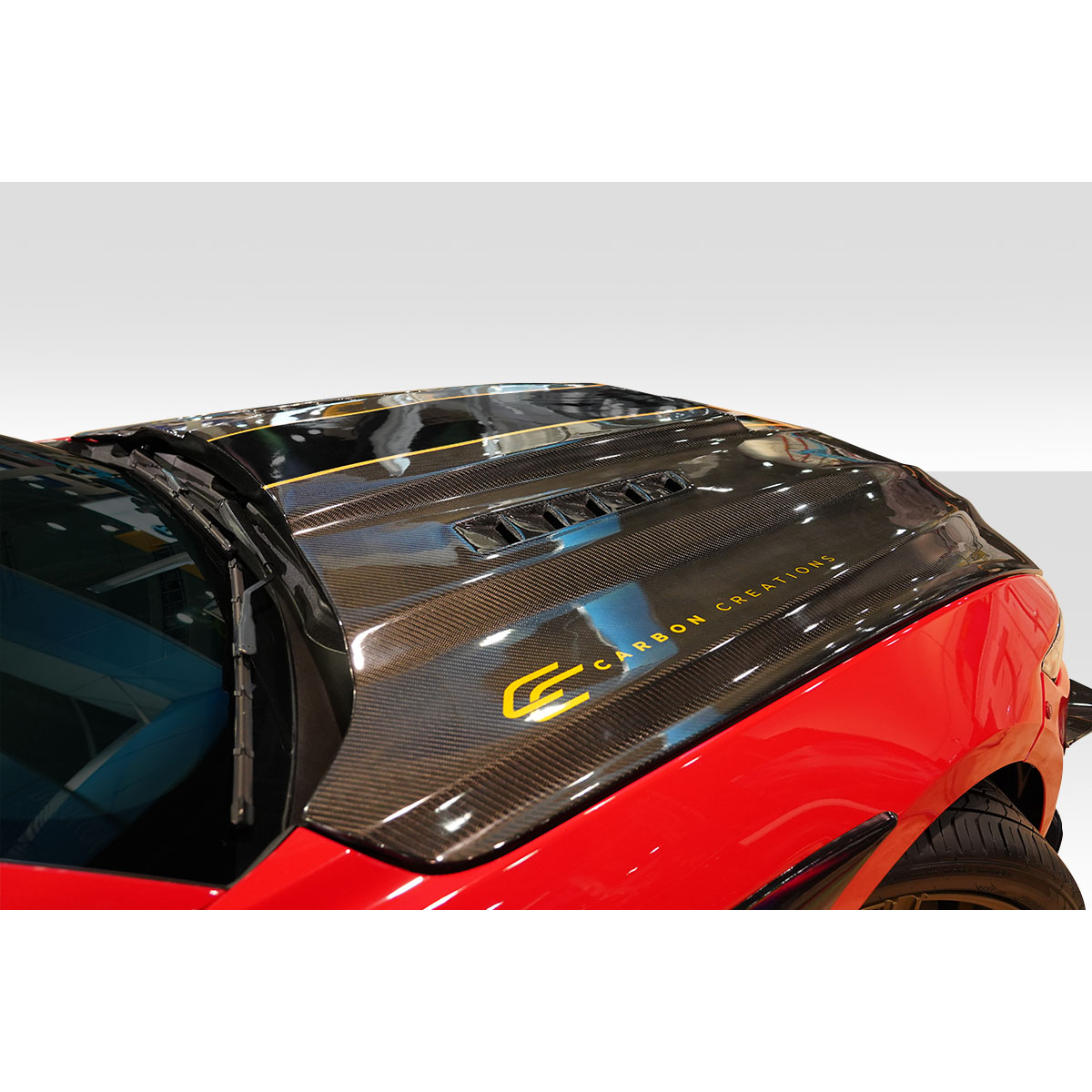 Modify your Ford Mustang 2015 with our Exterior/Hoods - Viewed from slightly above and to the side