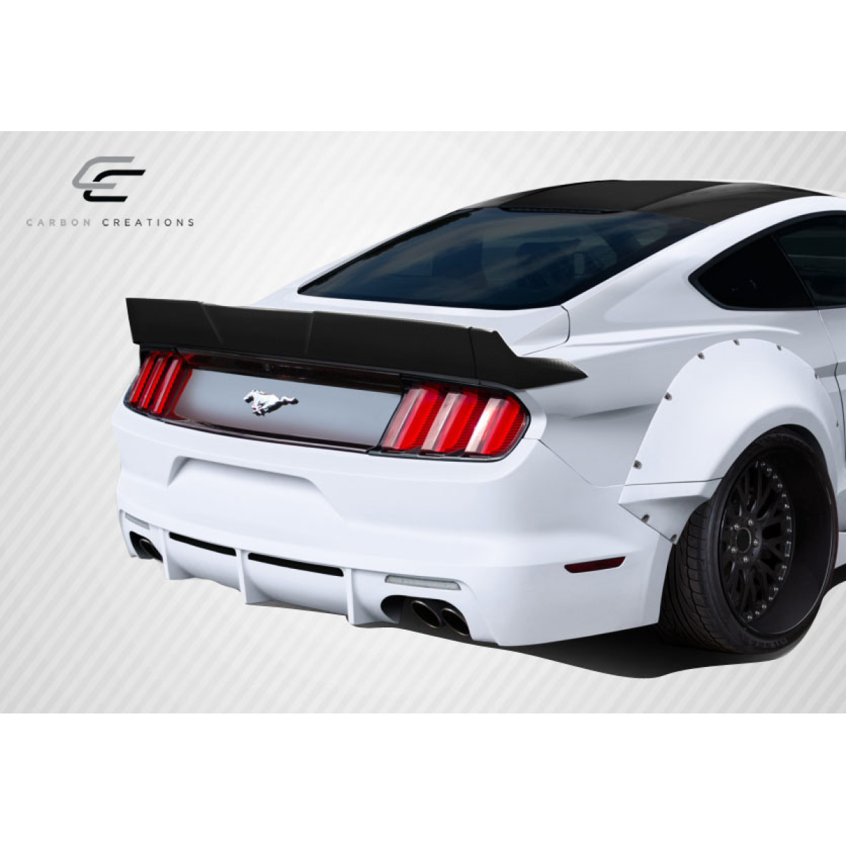 Modify your Ford Mustang 2015 with our Exterior/Wings - Rear angle view of rear wing spoiler